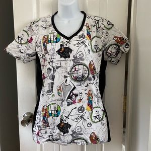 Disney print, scrub top, Size medium